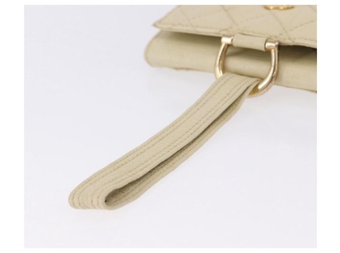 CHANEL Multi Case Matelasse Pouch Leather Ivory Gold CC Auth 199133 D'oro Crudo - vista 7