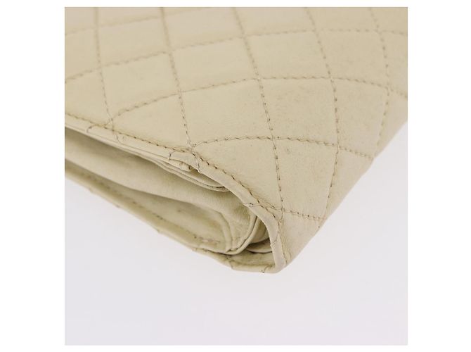 CHANEL Multi Case Matelasse Pouch Leather Ivory Gold CC Auth 199133 D'oro Crudo - vista 9