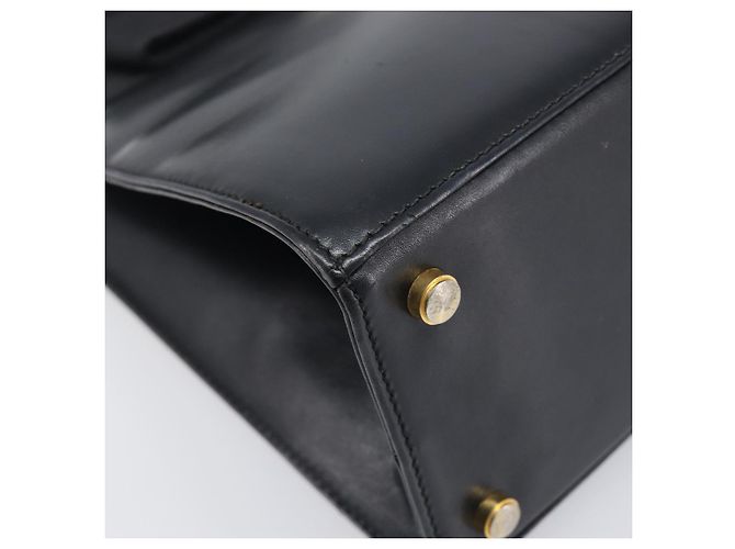 Borsa Salvatore Ferragamo Vala in pelle nera e oro Auth 197630 Nero D'oro - vista 14