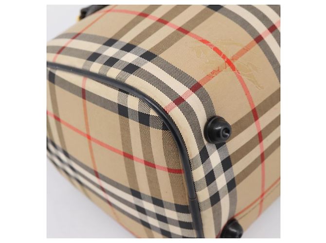 Borsa Boston Burberrys Nova Check Canvas Beige Gold Auth 200948 D'oro - vista 14