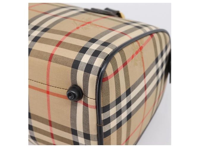 Borsa Boston Burberrys Nova Check Canvas Beige Gold Auth 200948 D'oro - vista 15
