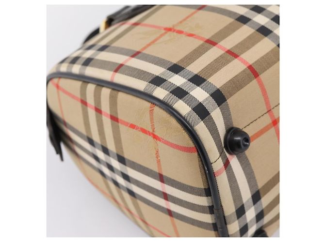 Borsa Boston Burberrys Nova Check Canvas Beige Gold Auth 200948 D'oro - vista 16