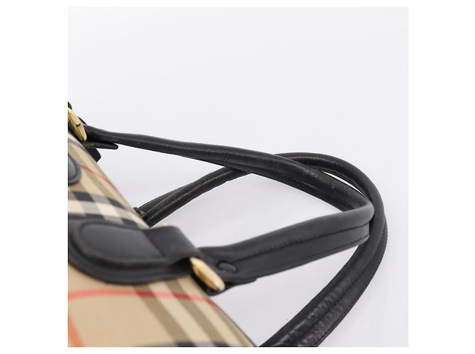 Borsa Boston Burberrys Nova Check Canvas Beige Gold Auth 200948 D'oro - vista 8