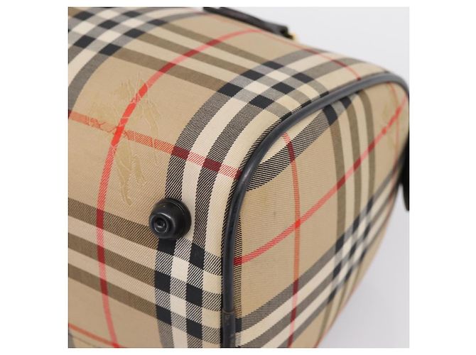 Borsa Boston Burberrys Nova Check Canvas Beige Gold Auth 200948 D'oro - vista 9
