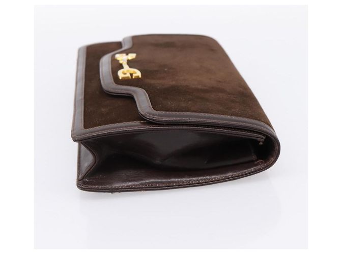 Borsa a pochette GUCCI in camoscio marrone e oro Auth 200926 D'oro - vista 4