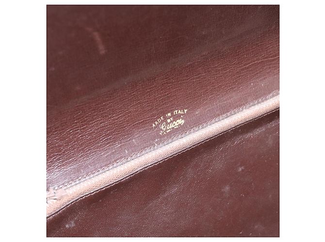 Borsa a pochette GUCCI in camoscio marrone e oro Auth 200926 D'oro - vista 9