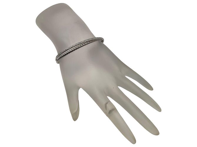 Bracciale David Yurman Crossover a due file in argento sterling con diamanti, 6mm - vista 2