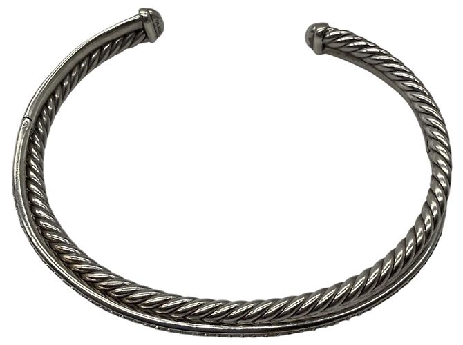 Bracciale David Yurman Crossover a due file in argento sterling con diamanti, 6mm - vista 4