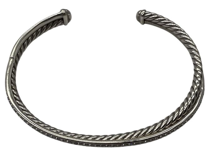 Bracciale David Yurman Crossover a due file in argento sterling con diamanti, 6mm - vista 5