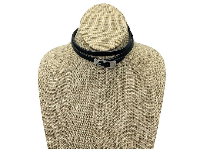 Hermès Bracciale / Collana Choker Kelly Ardion in pelle nera Hermes 2004 - vista 7