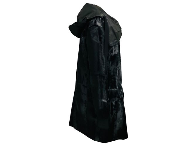 Abrigo reversible de piel de cordero Broadtail negro Akris con cremallera frontal - vista 2