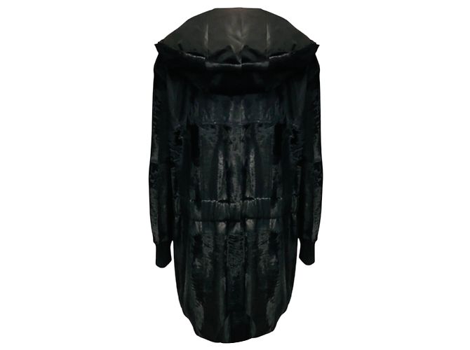 Abrigo reversible de piel de cordero Broadtail negro Akris con cremallera frontal - vista 3