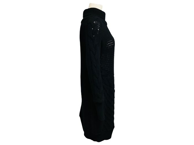 Prabal Gurung Black Langärmeliges Kaschmir-Strickkleid mit Rollkragen Schwarz - Ansicht 2