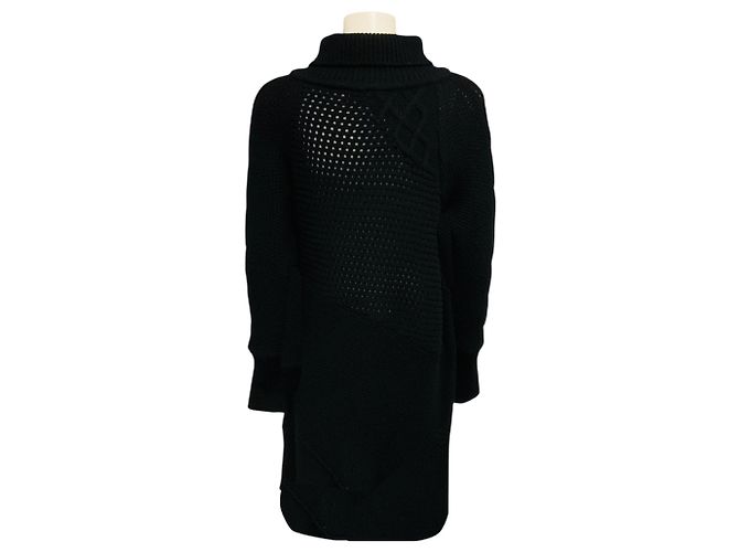 Prabal Gurung Black Langärmeliges Kaschmir-Strickkleid mit Rollkragen Schwarz - Ansicht 3