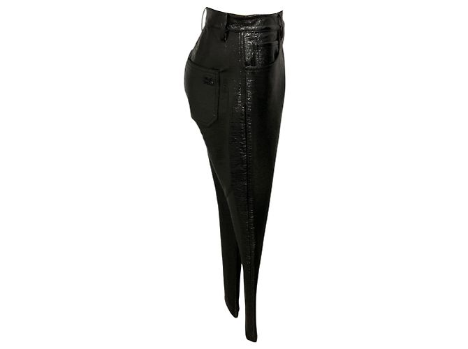 Pantalones Courreges de piel sintética charolada plisada negra Negro - vista 2