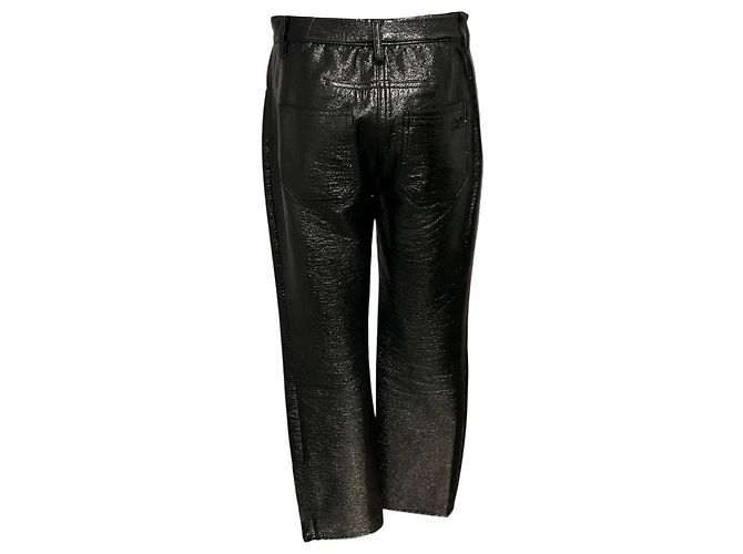 Pantalones Courreges de piel sintética charolada plisada negra Negro - vista 3