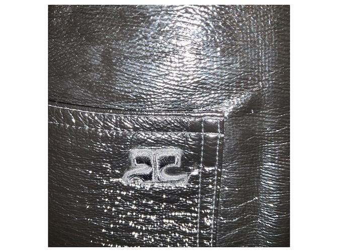 Pantalones Courreges de piel sintética charolada plisada negra Negro - vista 5
