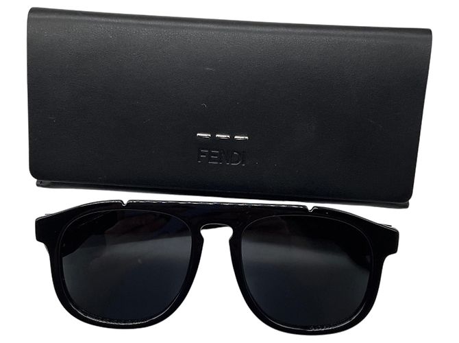 Gafas de sol Fendi Rectangle de acetato negro - vista 8