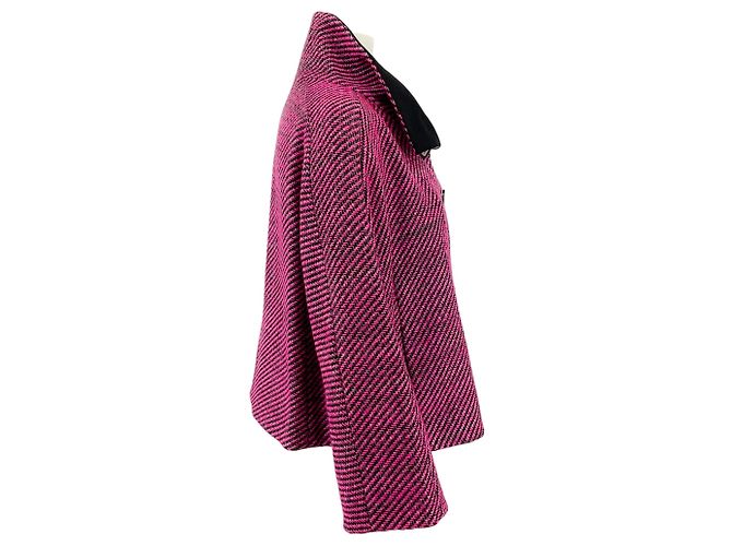 Escada Strickjacke aus Wolle mit Stehkragen Rosa / Schwarz Pink - Ansicht 2