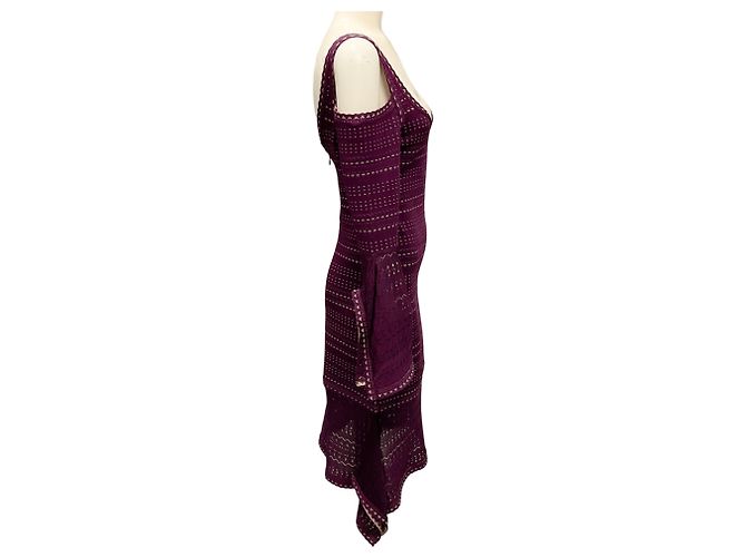 Herve Leger Bordeaux Combo Kamryn Cold Shoulder Cocktailkleid aus elastischem Pointelle-Strick - Ansicht 2