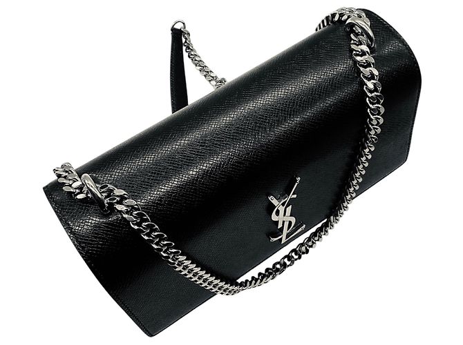 Borsa a tracolla Sunset Medium in pelle di vitello nera Saint Laurent Nero - vista 5