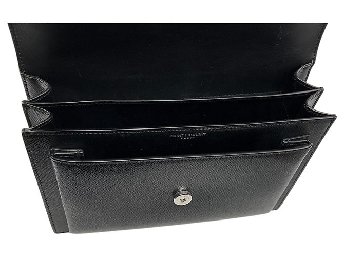 Borsa a tracolla Sunset Medium in pelle di vitello nera Saint Laurent Nero - vista 6