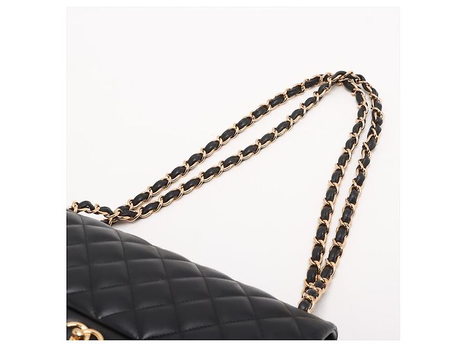 Timeless Chanel Borsa Classic Double Flap Jumbo in pelle di agnello matelassé Nera Nero - vista 5