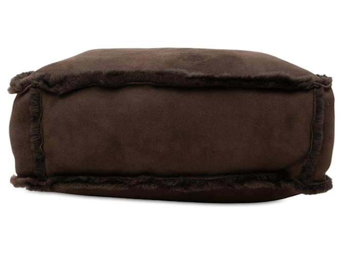Tote Chanel in camoscio e shearling marrone - vista 3