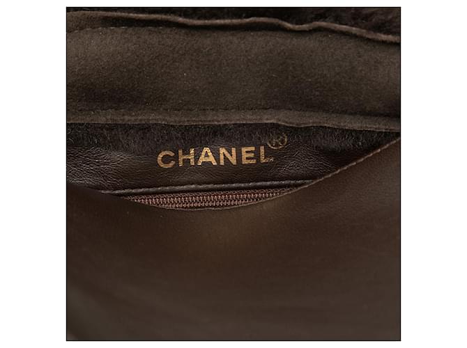 Tote Chanel in camoscio e shearling marrone - vista 5