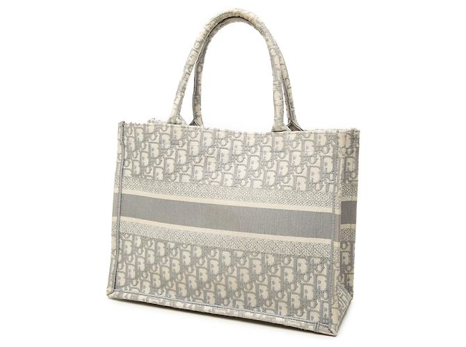 Dior Medium Book Tote aus bestickter Oblique Canvas Grau - Ansicht 2