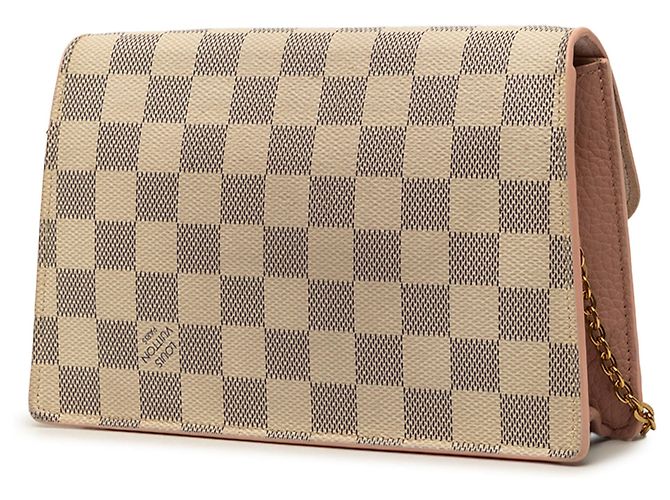 Borsa a tracolla Louis Vuitton Damier Azur Croisette Wallet on Chain bianca Bianco - vista 2
