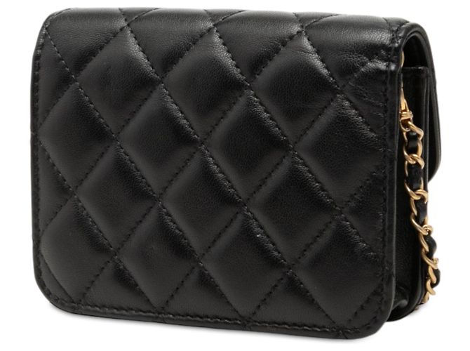 Borsa a tracolla Chanel Mini CC Quilted Lambskin Pearl Crush Pouch nera con catena Nero - vista 2