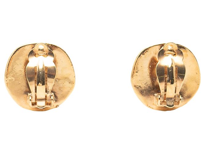 Orecchini a clip rotondi Chanel CC placcati oro D'oro - vista 2