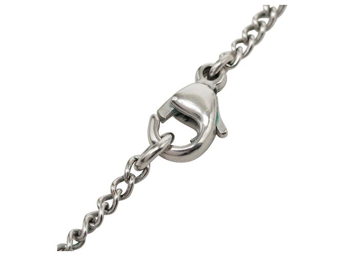 Collana con mini ciondolo a cuore in strass e ottone argentato Chanel CC Argento - vista 4