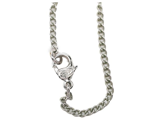 Collana con pendente Chanel CC in ottone argentato Argento - vista 6