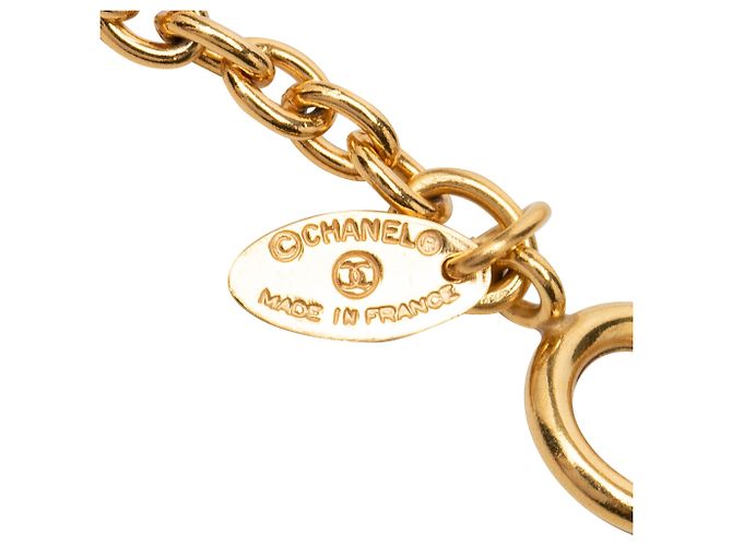 Colar com pingente acolchoado Chanel CC banhado a ouro Dourado - vista 6
