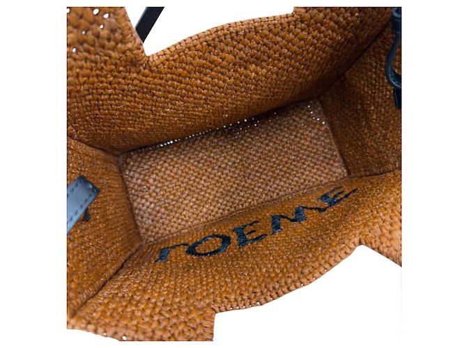 Borsa LOEWE Small Raffia Font Tote Satchel Marrone - vista 4