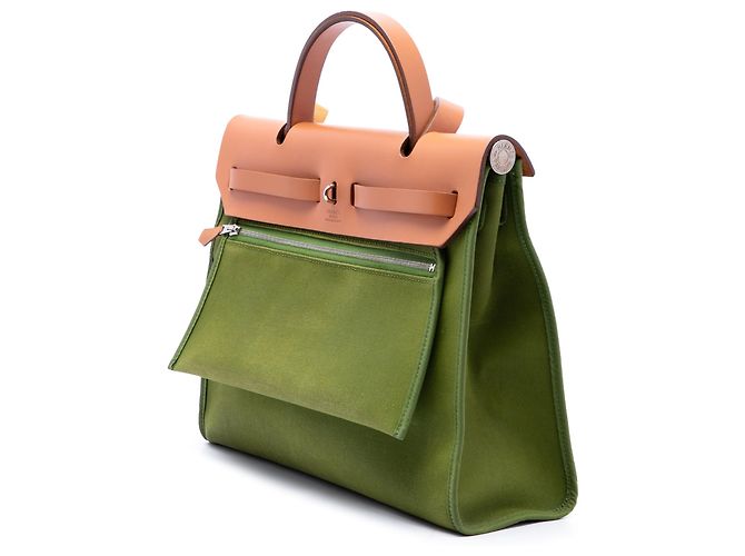 Borsa Hermès Toile Herbag Zip 31 Verde - vista 2