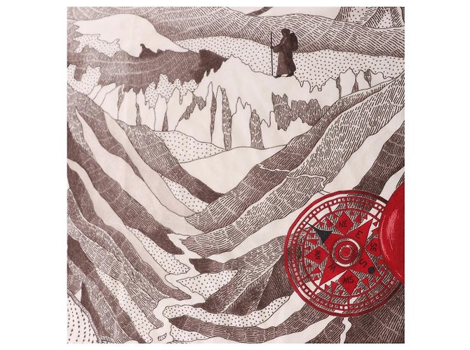 Hermès Carré Géant "La Femme aux Semelles de Vent" Sciarpa in Cashmere e Seta Rosa - vista 12