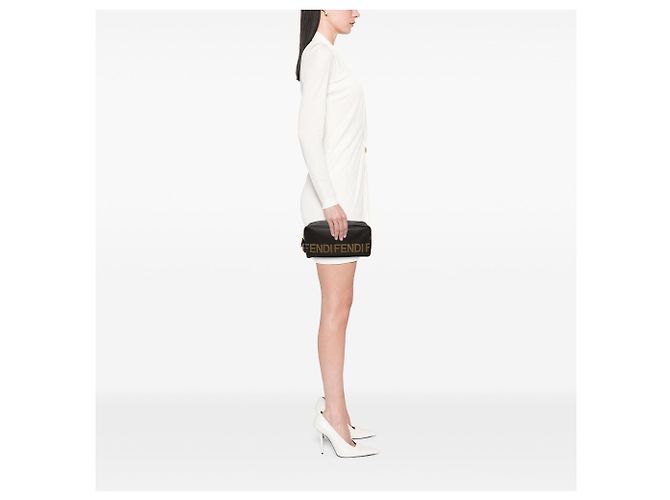 Necessaire Fendi in nylon nero con logo - vista 6