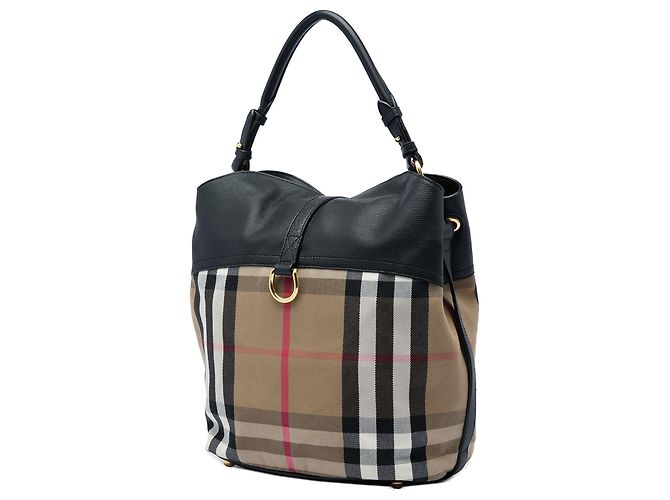 Borsa Hobo Sycamore Burberry Medium Mega Check in tela e pelle marrone - vista 2