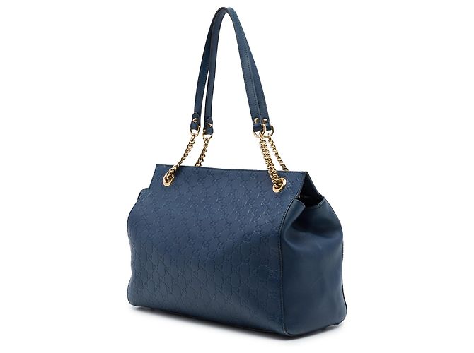 Tote Gucci Medium Guccissima Soft Signature Blu - vista 2