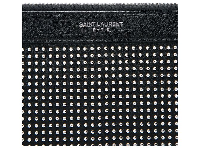 Clutch in pelle borchiata nera Saint Laurent Nero - vista 5
