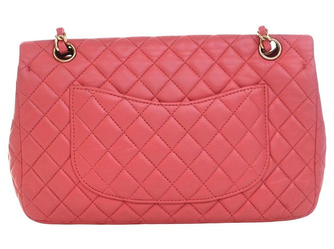 Bolso de hombro Chanel Medium Classic Single Flap de piel de cordero rosa con dijes de corazón de San Valentín - vista 2