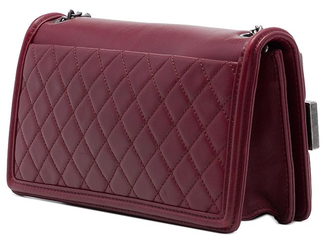 Borsa a tracolla Chanel Boy Brick Horizontal Flap in pelle d'agnello e acrilico rossa Rosso - vista 2