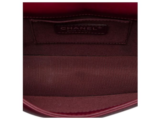 Borsa a tracolla Chanel Boy Brick Horizontal Flap in pelle d'agnello e acrilico rossa Rosso - vista 4
