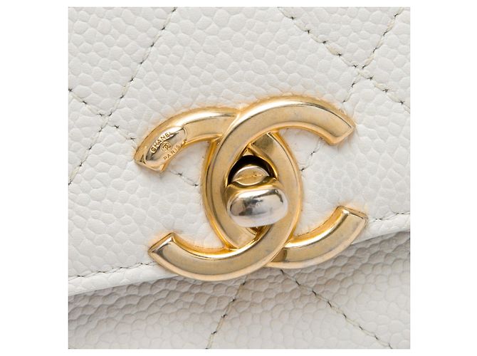 Borsa Chanel Medium Stitched Caviar Chic Affinity Top Handle Bag Satchel Bianca Bianco - vista 5