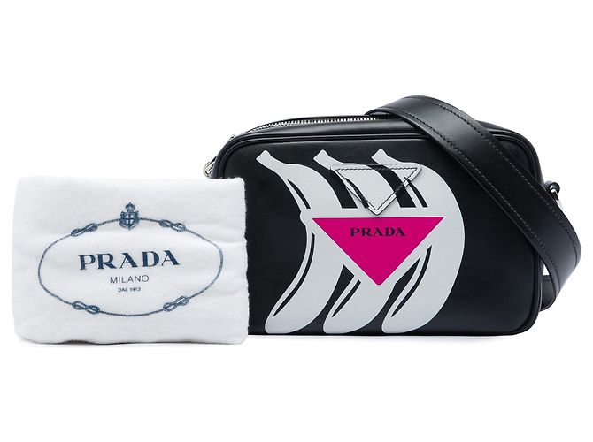 Borsa Camera Prada City Calf con stampa banana nera Nero - vista 6