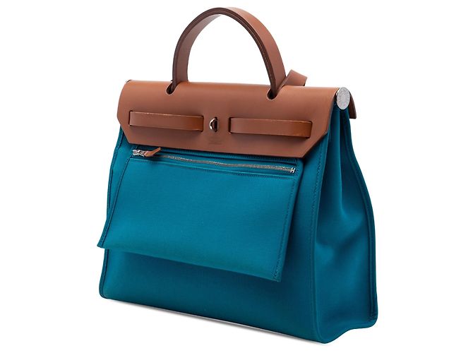 Borsa Hermès Toile Herbag Zip 31 Blu - vista 2
