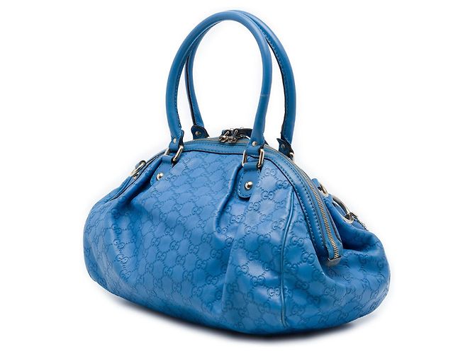 Borsa Satchel Gucci Guccissima Sukey Blu - vista 2